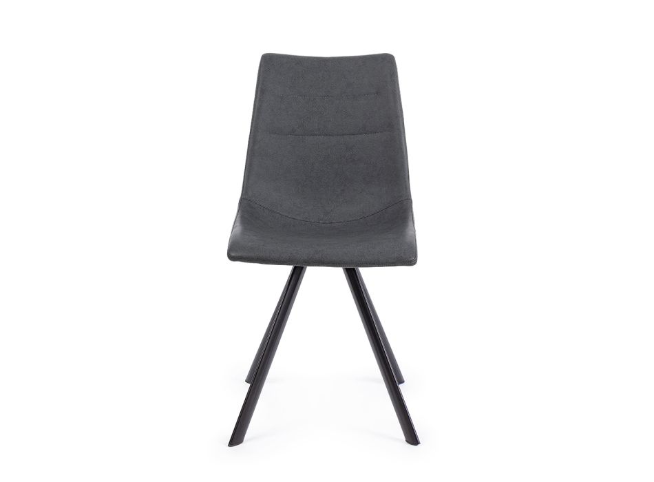 Cadeira da sala em aço e couro ecológico de design moderno 4 peças - Giugia Viadurini