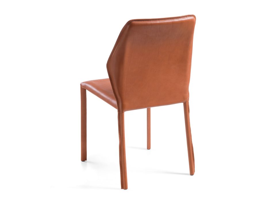 Cadeira de sala em couro envelhecido de flor integral fabricado na Itália - Fiocco Viadurini