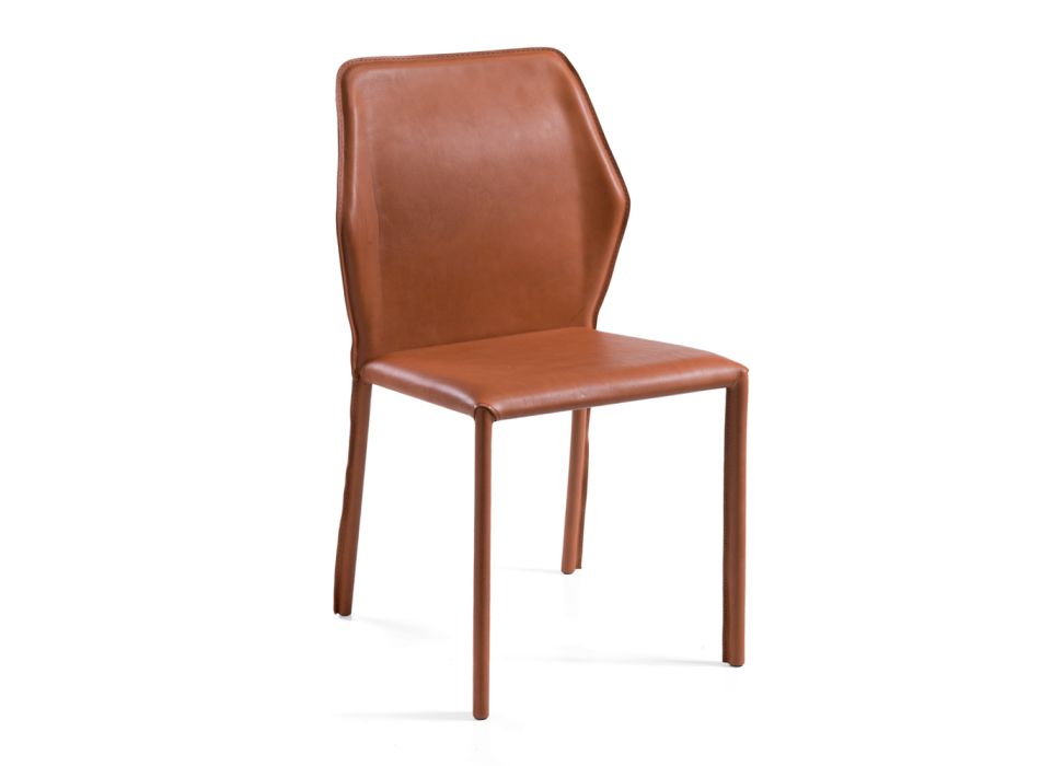 Cadeira de sala em couro envelhecido de flor integral fabricado na Itália - Fiocco Viadurini