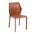 Cadeira de sala em couro envelhecido de flor integral fabricado na Itália - Fiocco
