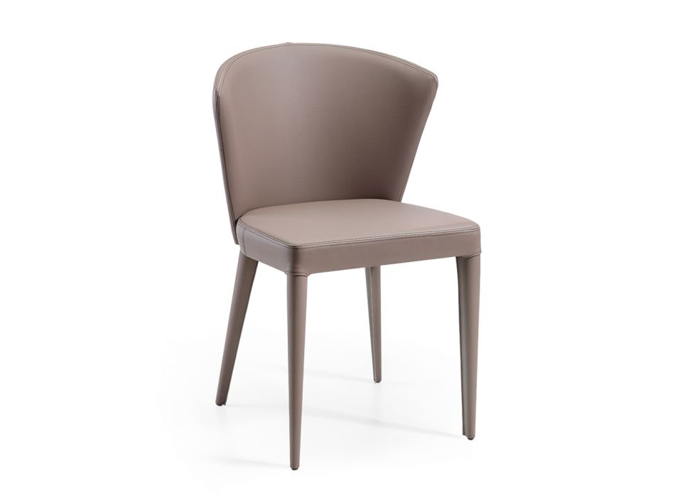 Cadeira de sala em couro ecológico Ghiro e aço fabricado na Itália - Cerbiatto Viadurini