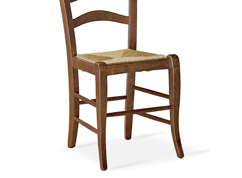 Cadeira de sala de faia com assento de palha Made in Italy - Tamara Viadurini
