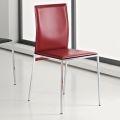 Cadeira de sala de estar de design em metal cromado e couro regenerado - Gautier