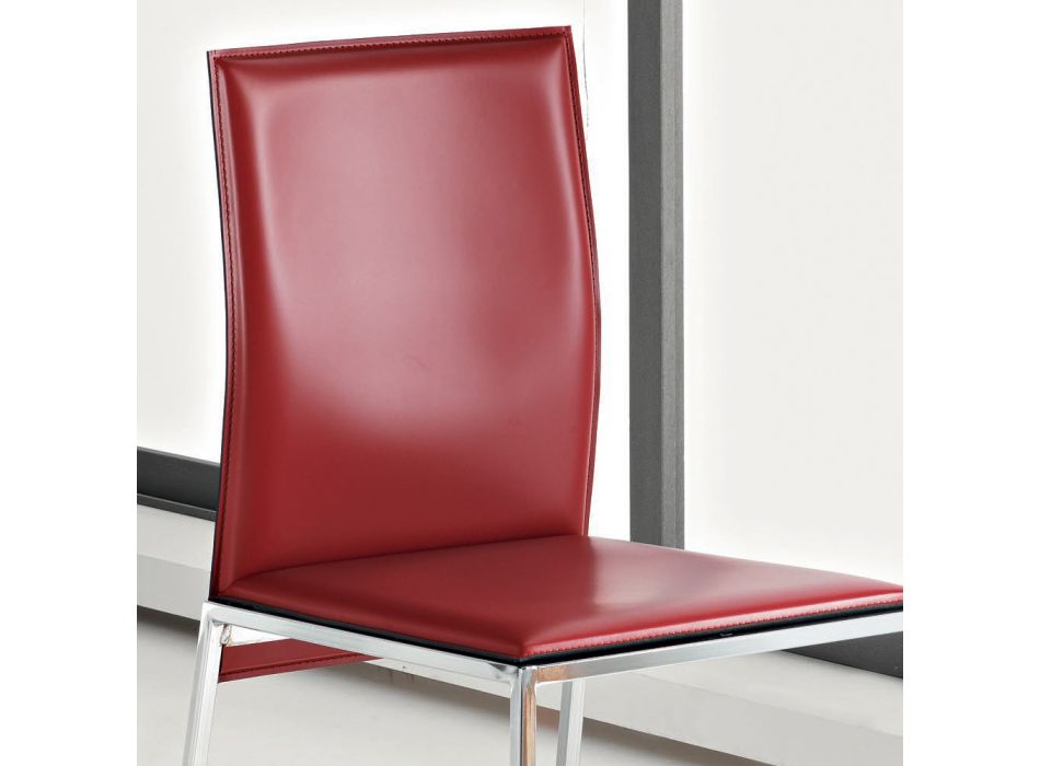 Cadeira de sala de estar de design em metal cromado e couro regenerado - Gautier Viadurini