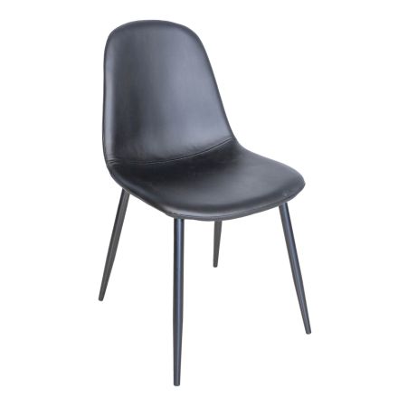 Cadeira de sala de estar em metal e assento em couro sintético fabricado na Itália - Minou Viadurini