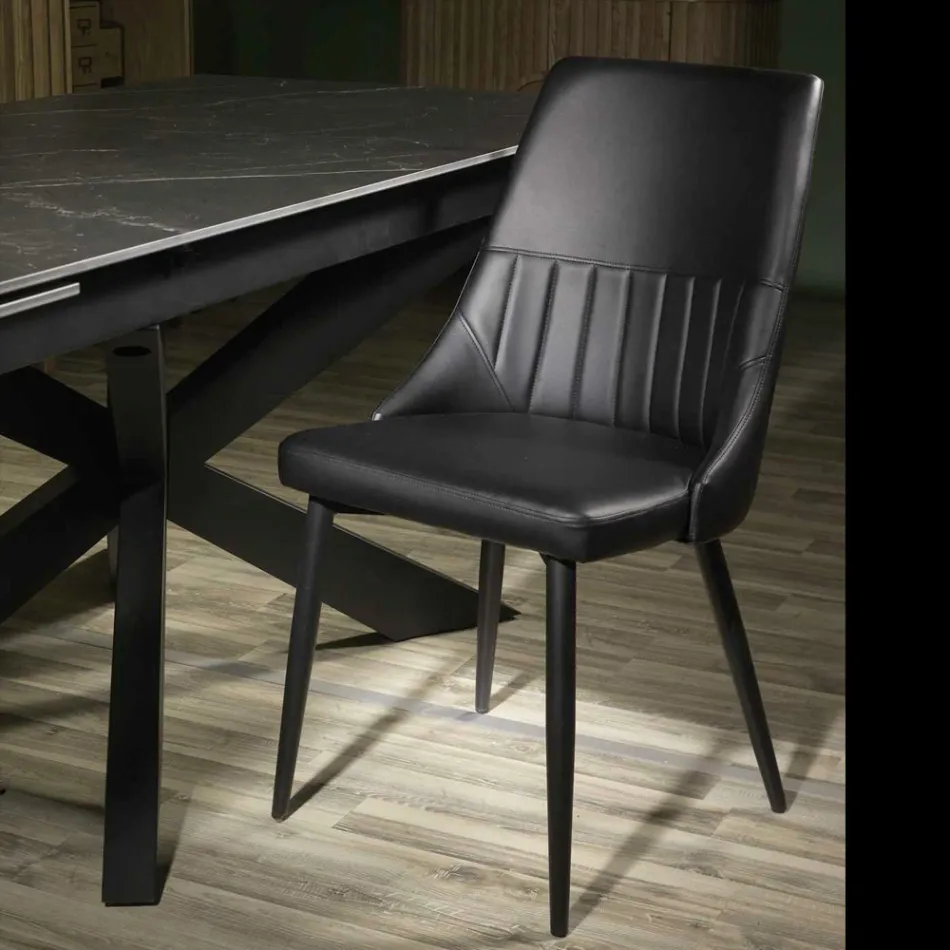 Cadeira de sala de estar em metal e couro ecológico de diferentes acabamentos - Onde Viadurini