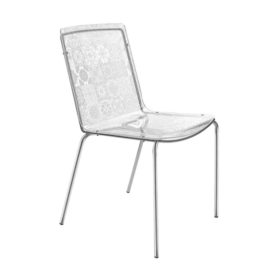 Cadeira de Sala em Plexiglass e Ferro Made in Italy, 2 Peças - Pumbaa Viadurini