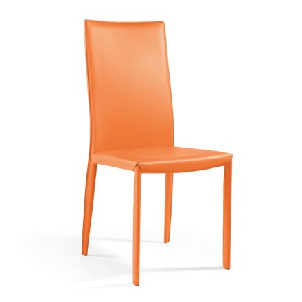 Cadeira de sala em couro regenerado laranja fabricado na Itália - Ride Viadurini