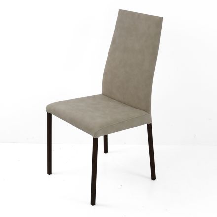 Cadeira de sala de estar de couro sintético com pernas laqueadas fabricada na Itália - Roslin Viadurini