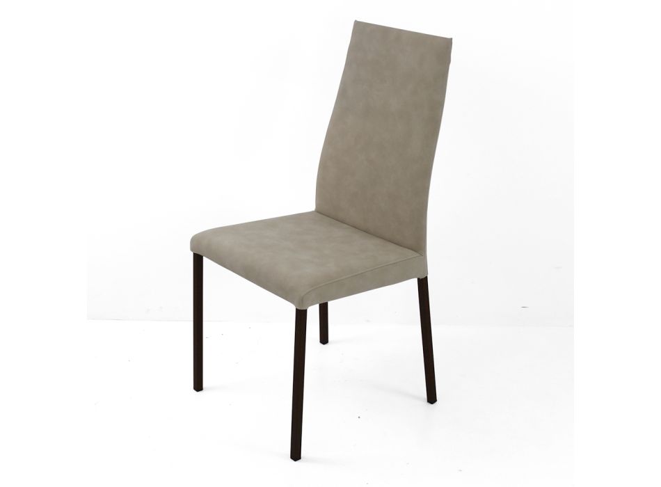 Cadeira de sala de estar de couro sintético com pernas laqueadas fabricada na Itália - Roslin Viadurini