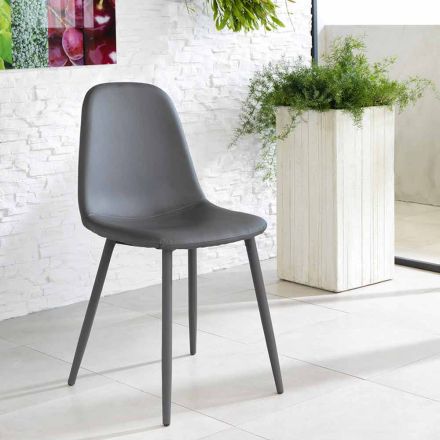 Design moderno imitação de couro cadeira sala de estar, Mona, 4 pedaços Viadurini