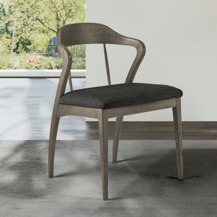 Cadeira de sala em tecido e madeira maciça de faia fabricada na Itália - Rein Viadurini