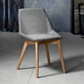 Cadeira moderna em tecido e madeira para sala de estar feita na Itália, Oriella