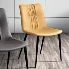 Cadeira de Sala em Tecido de Fibra com Efeito Couro e Metal Fabricado na Itália - Gohan Viadurini