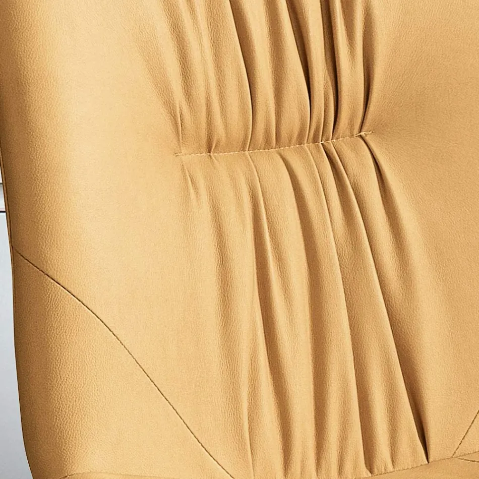 Cadeira de Sala em Tecido de Fibra com Efeito Couro e Metal Fabricado na Itália - Gohan Viadurini