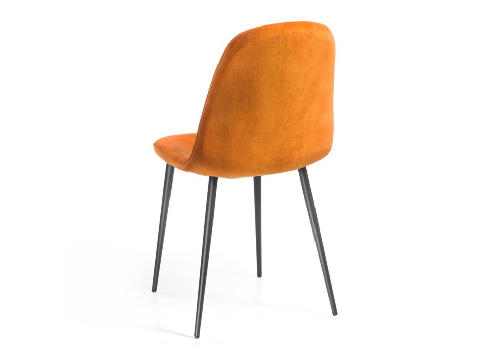 Cadeira de sala em tecido de veludo, madeira e aço fabricada na Itália - Panda Viadurini