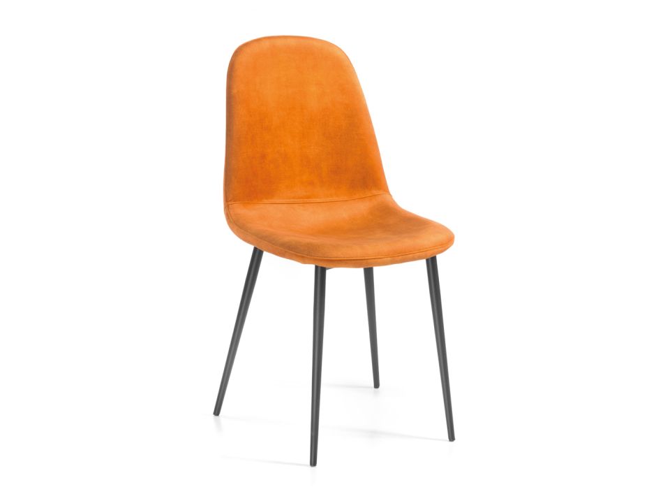Cadeira de sala em tecido de veludo, madeira e aço fabricada na Itália - Panda Viadurini