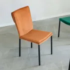 Cadeira de Sala em Veludo Antimanchas e Estrutura Preta - Haroon Viadurini