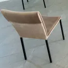 Cadeira de Sala em Veludo Antimanchas e Estrutura Preta - Haroon Viadurini