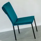 Cadeira de Sala em Veludo Antimanchas e Estrutura Preta - Haroon Viadurini