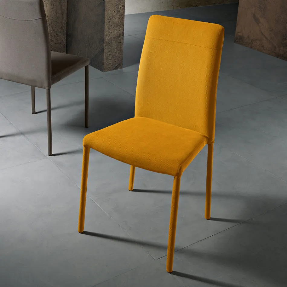 Cadeira de sala totalmente estofada em tecido Made in Italy - Lorelai Viadurini