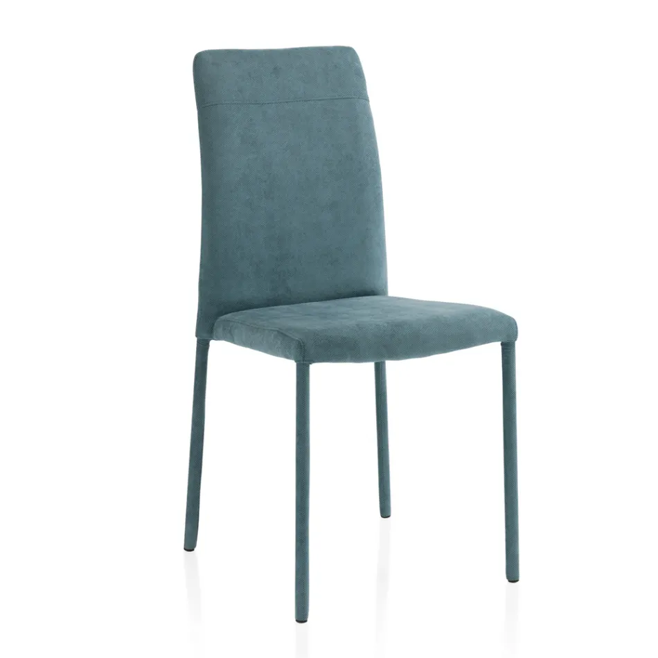 Cadeira de sala totalmente estofada em tecido Made in Italy - Lorelai Viadurini