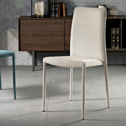 Cadeira de sala totalmente estofada em tecido Made in Italy - Lorelai Viadurini