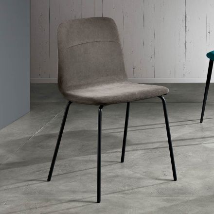 Cadeira moderna para sala de estar em tecido e metal fabricada na Itália, Egito Viadurini