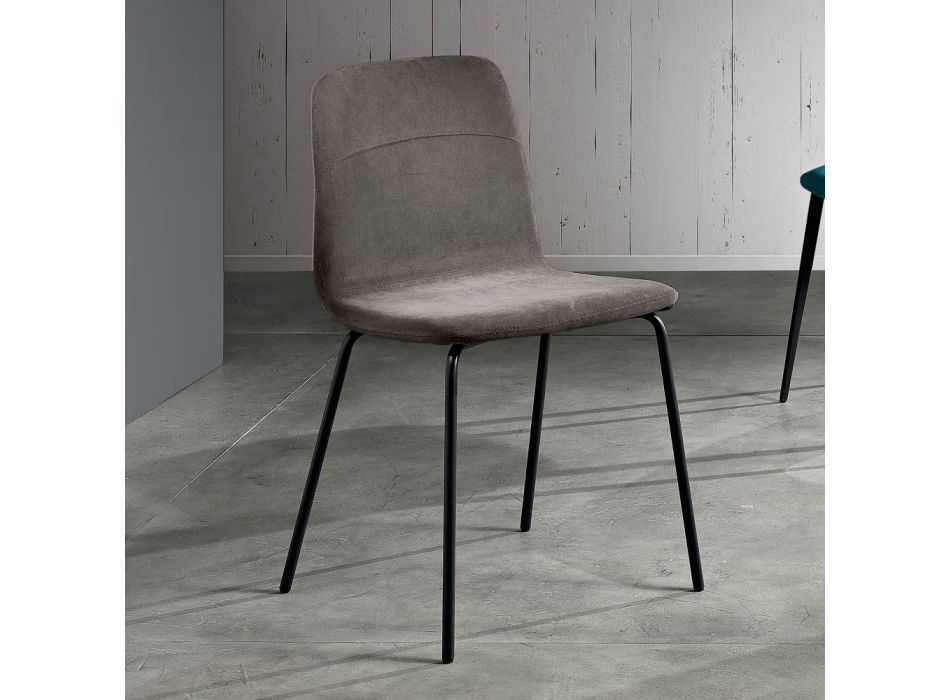 Cadeira moderna para sala de estar em tecido e metal fabricada na Itália, Egito Viadurini
