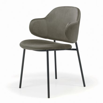 Cadeira de sala em aço e veludo fabricada na Itália - Foggia Viadurini