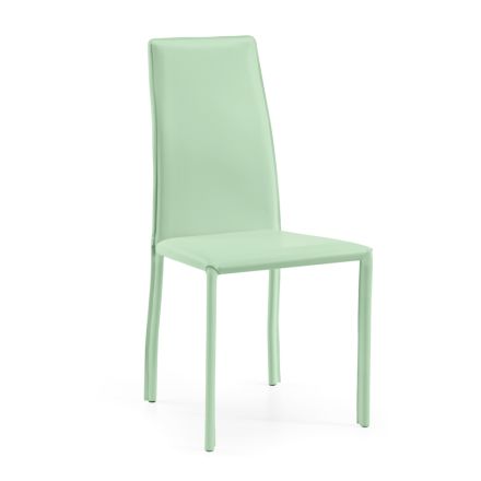 Cadeira de sala estofada em couro verde água fabricada na Itália - flores Viadurini