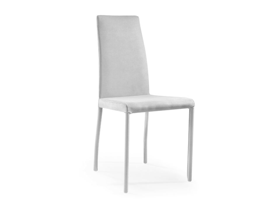 Cadeira de sala estofada em tecido cinza claro fabricado na Itália - flores Viadurini