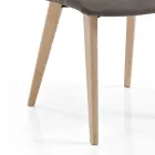 Cadeira de Sala Estofada em Tecido e Pernas de Freixo Design - Florinda Viadurini