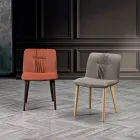 Cadeira de Sala Estofada em Tecido e Pernas de Freixo Design - Florinda Viadurini