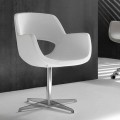Cadeira de escritório de designer em couro sintético branco Michelle
