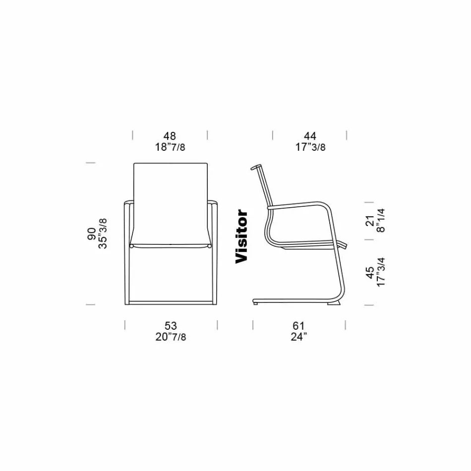 Cadeira ergonômica trenó de escritório com braços Made in Italy - Filanna Viadurini