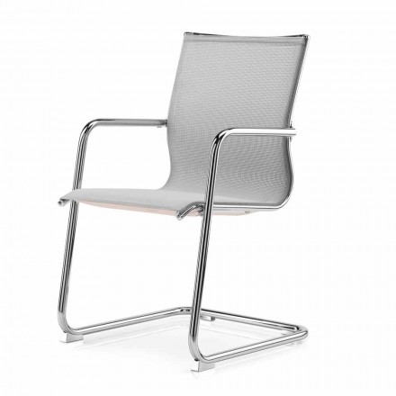 Cadeira ergonômica trenó de escritório com braços Made in Italy - Filanna Viadurini