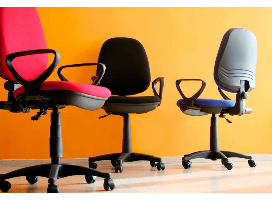 Cadeira ergonômica giratória de escritório com braços de tecido - Concetta Viadurini