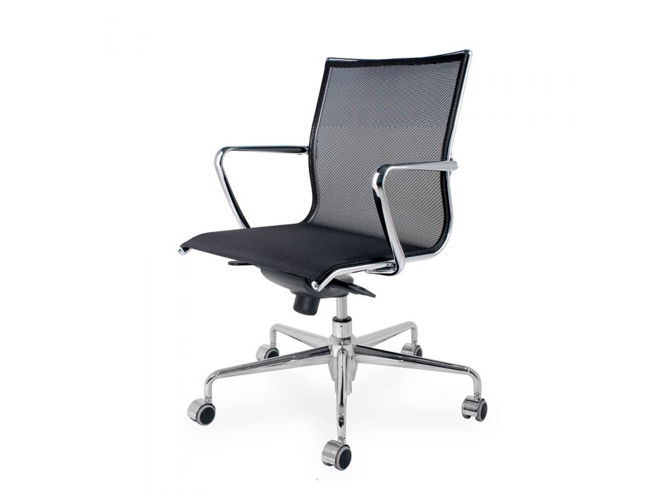 Cadeira de escritório giratória ergonômica com rodas e apoios de braço - Filanna Viadurini
