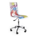 Cadeira giratória de escritório em aço e couro ecológico com estampa de desenho animado - Lollo