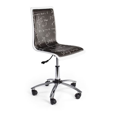 Cadeira giratória de escritório em aço e couro ecológico com quadro negro estampado - Lollo Viadurini