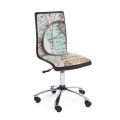 Cadeira giratória de escritório em aço e couro ecológico com impressão de mapa - Lollo