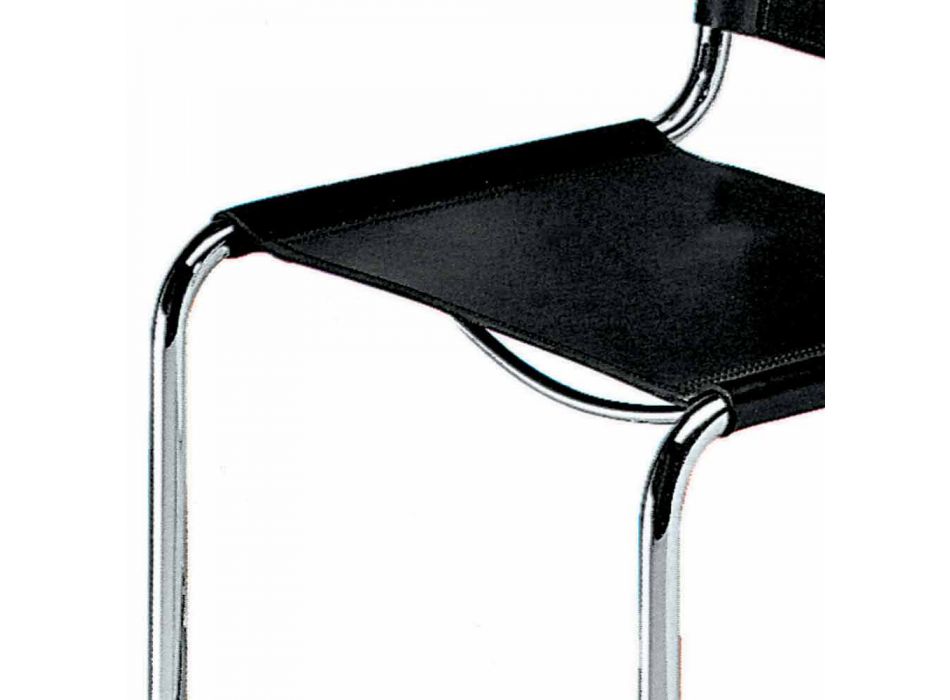 Cadeira de escritório de couro com estrutura de aço cromado Made in Italy - Elite Viadurini