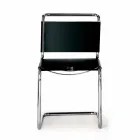 Cadeira de escritório de couro com estrutura de aço cromado Made in Italy - Elite Viadurini