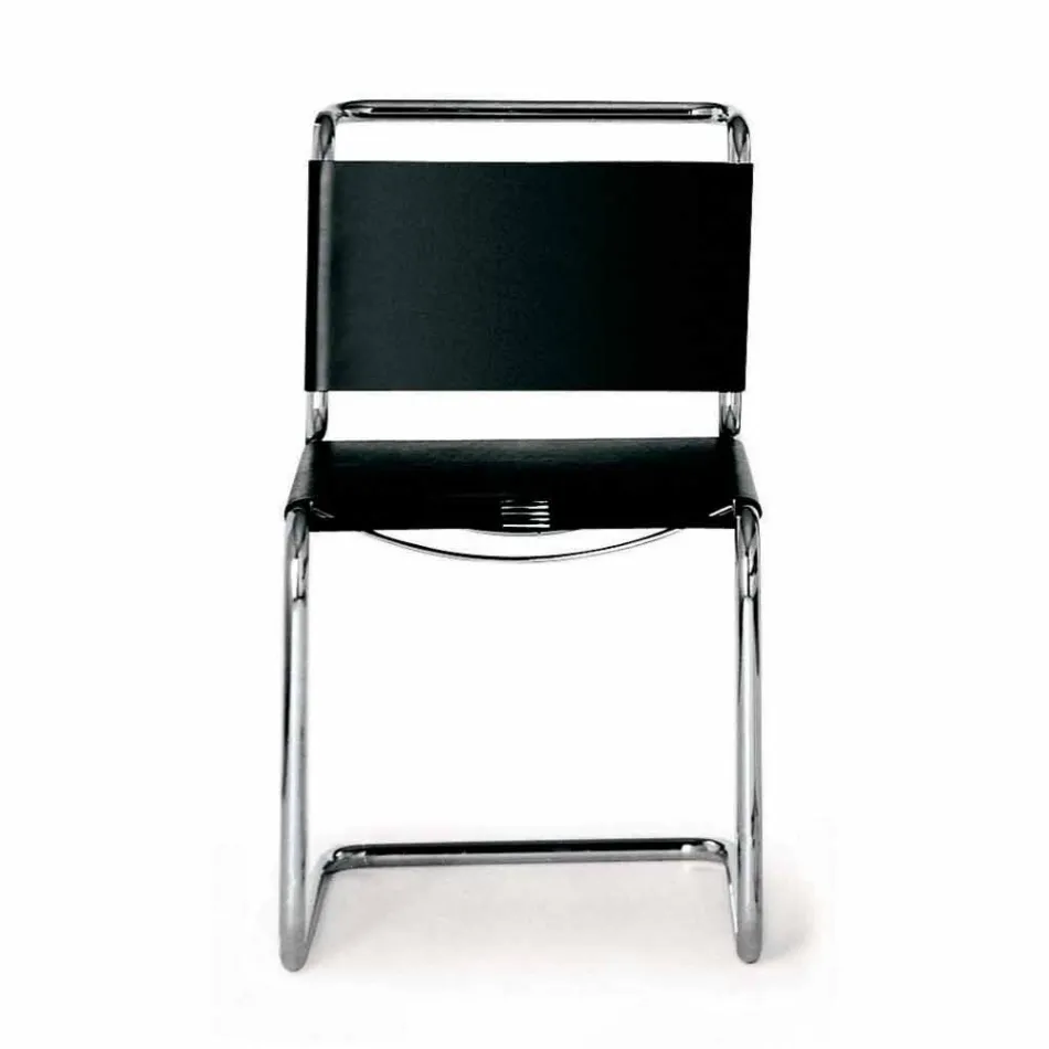 Cadeira de escritório de couro com estrutura de aço cromado Made in Italy - Elite Viadurini