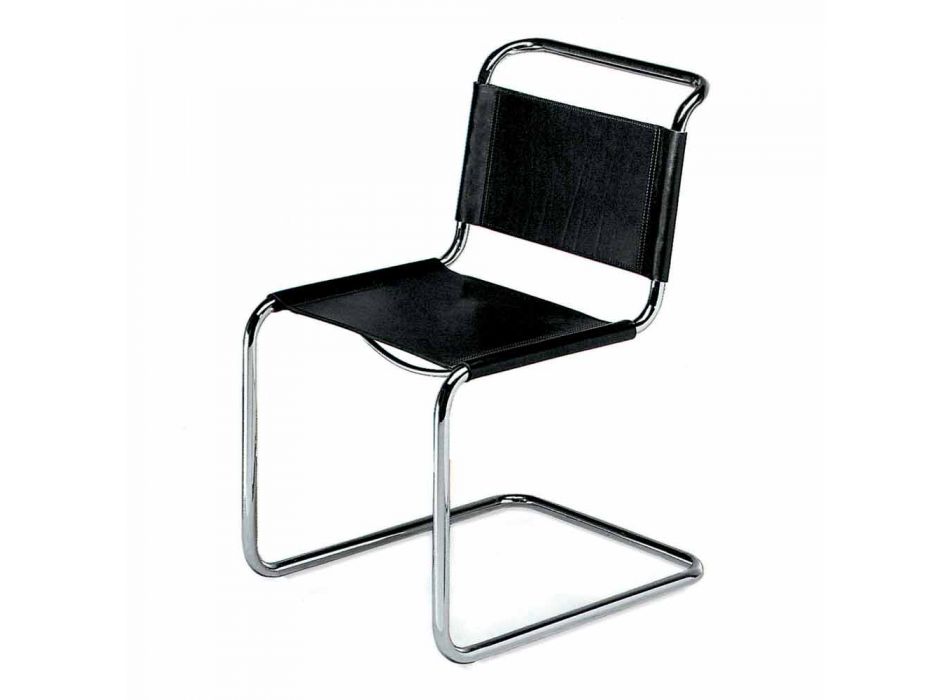 Cadeira de escritório de couro com estrutura de aço cromado Made in Italy - Elite Viadurini