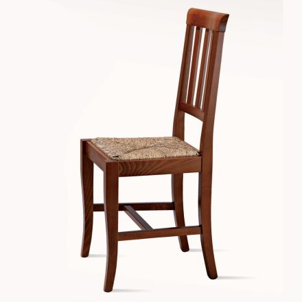 Cadeira de design clássico em madeira e assento de palha fabricado na Itália - Dorina Viadurini