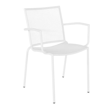 Cadeira de jardim design com braços empilhável em aço branco - Mamagago Viadurini