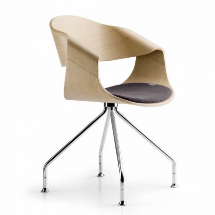 Cadeira Design em Carvalho ou Madeira Wengè com Almofada de Luxo Italiano - Rimmel Viadurini