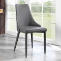 Cadeira de design moderno estofada em imitação de pele cinza 4 peças Carolina